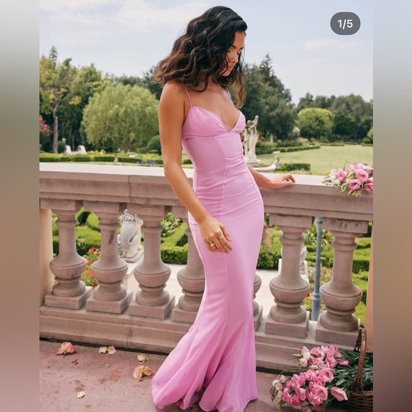 PLUS CUP LOREN SOFT ERA PINK MAXI GOWN FLOWY - Picture 3 of 8